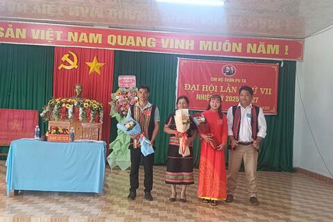 Ngày 04/03/2025 Đại hội điểm chi bộ  thôn Pu Tá nhiệm kỳ 2025 - 2027 về dự  và  chỉ đạo Có đồng chí A Dân phó bí thư huyện ủy chủ tịch Hội đồng nhân dân huyện